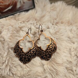 Elegant Copper and Black Filigree Earrings